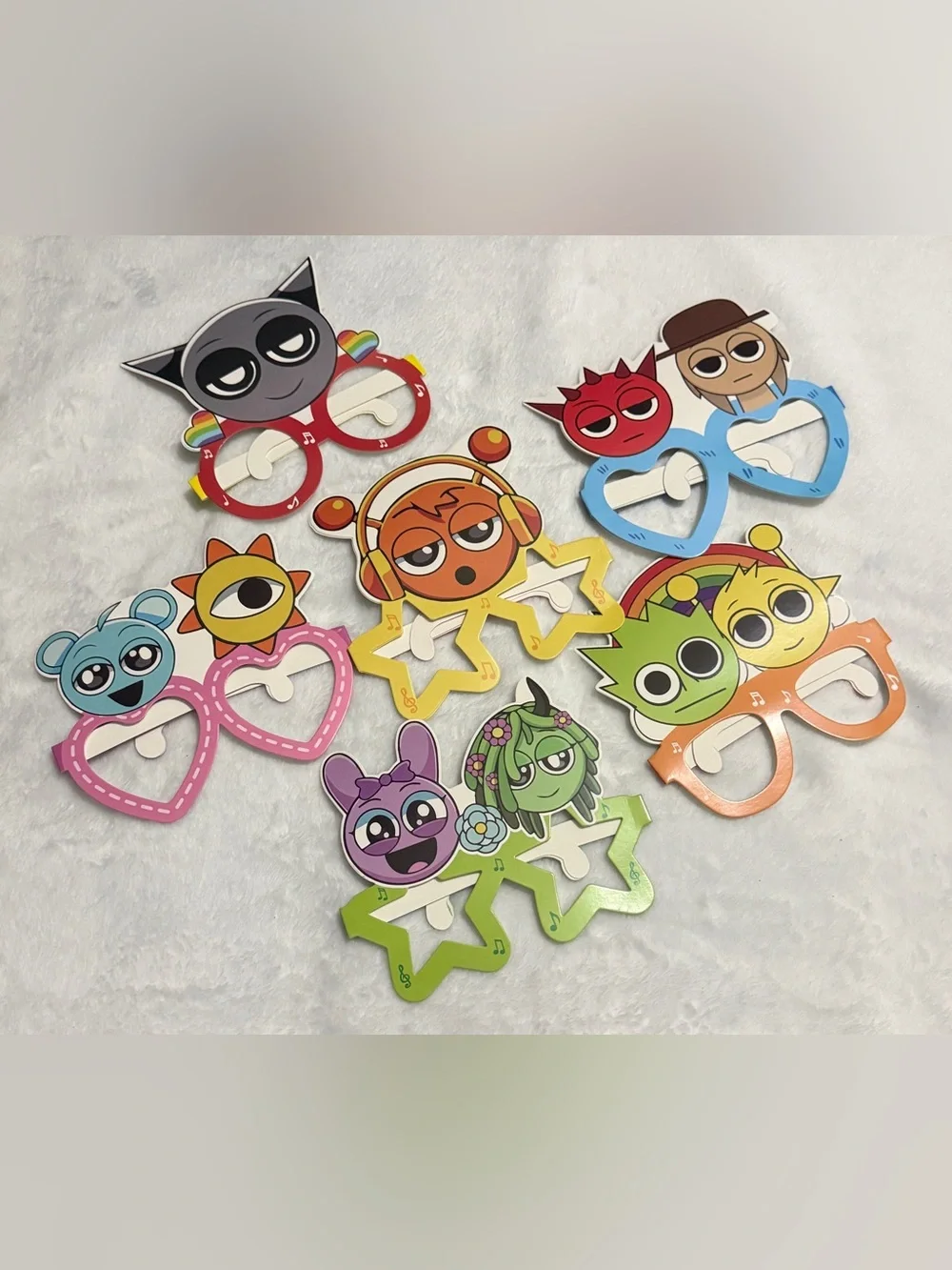SPRUNKI INCREDIBOX PAPER PHOTO BOOTH PROPS EYEGLASSES - Set of 12